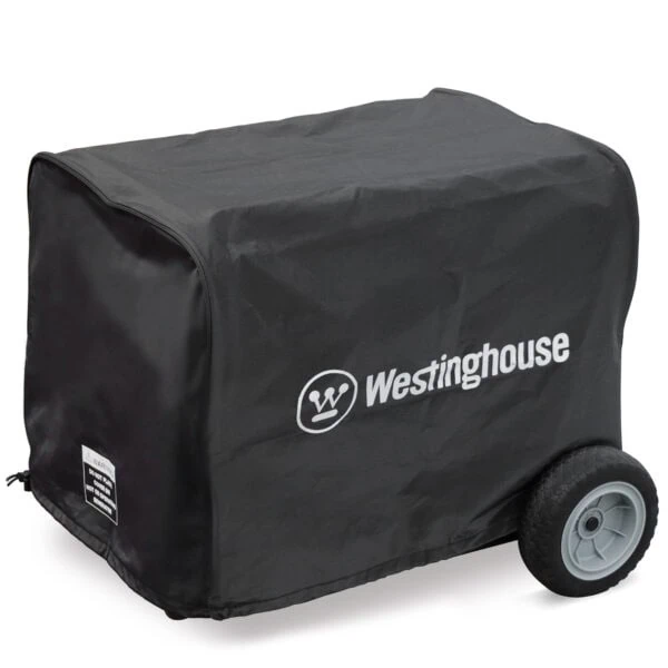 A large black cover with wheel from Westinghouse designed for protection.